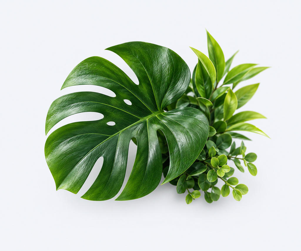 Artificial greenery panel close-up