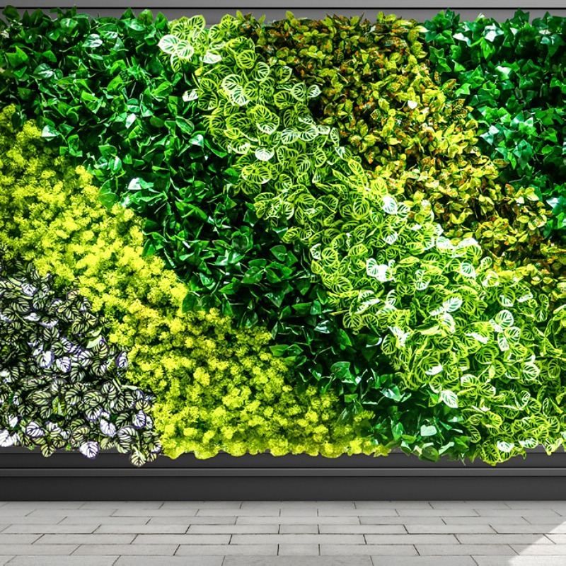 Artificial plant wall in a reception and lobby