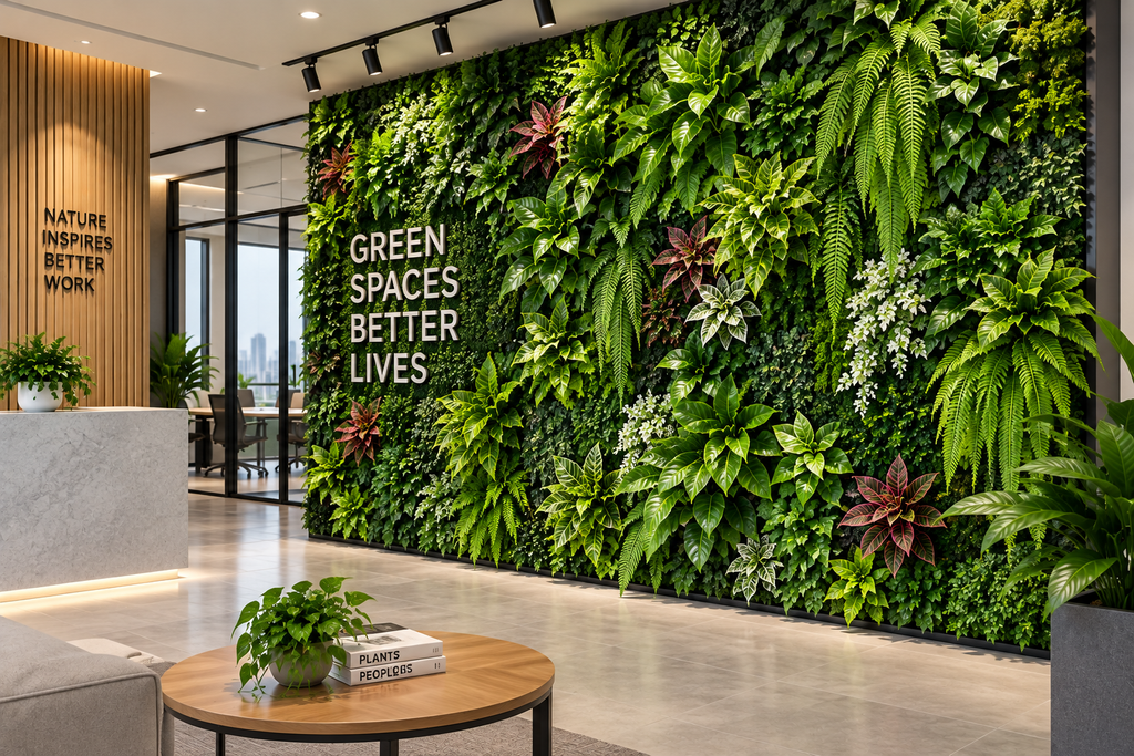 Artificial plant wall for public and commercial decorative spaces