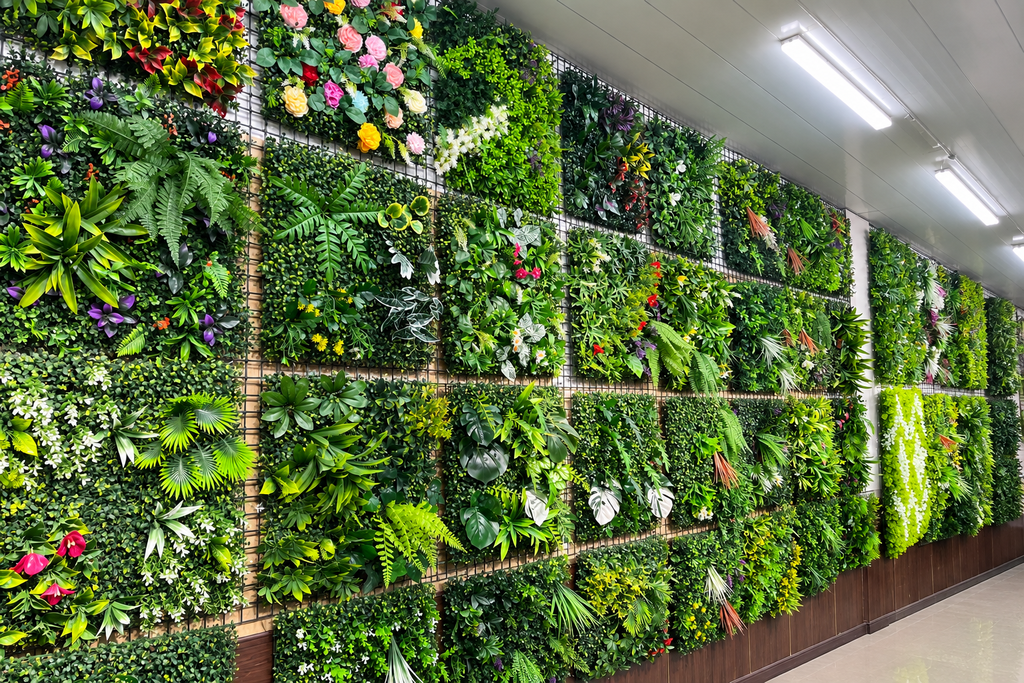 Artificial plant wall panels for commercial and decorative projects
