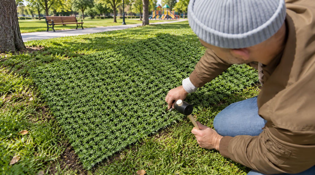 Hybrid turf for parks and public landscapes
