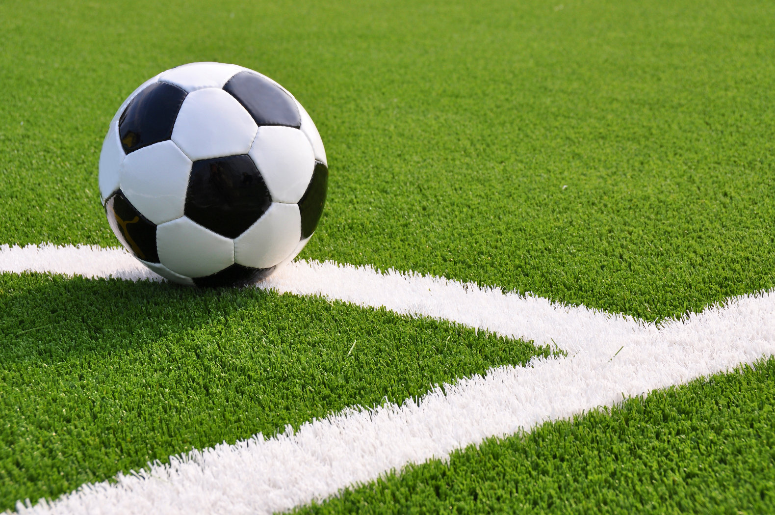 Artificial turf installed on a soccer field