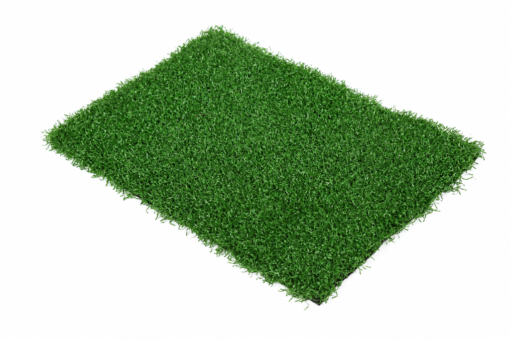 Dense golf putting green turf surface viewed from above