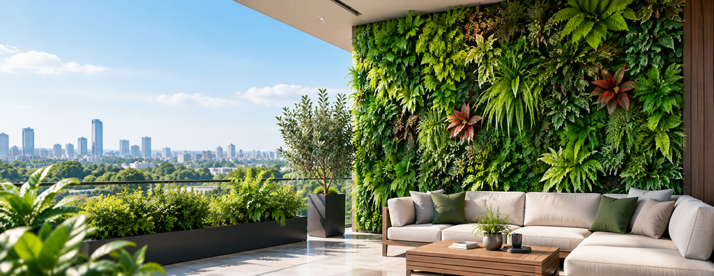 Artificial greenery wall for indoor and outdoor spaces