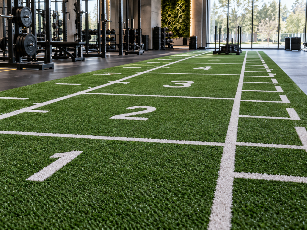 Gym turf area for functional training exercises