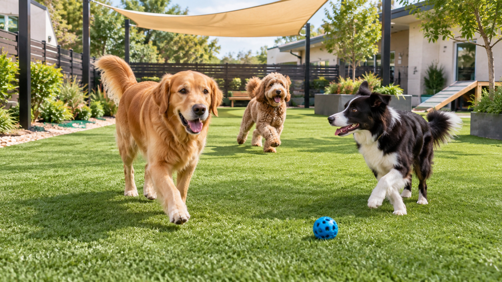Pet artificial grass in an outdoor pet area