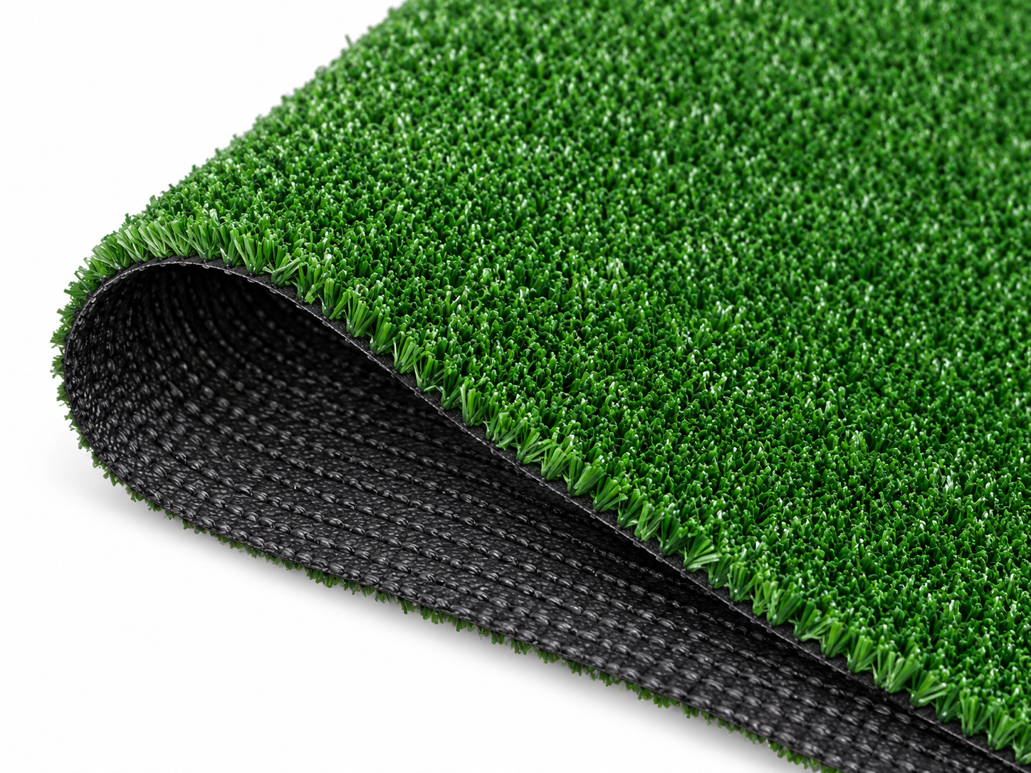 Black backing structure of pre-cut artificial grass roll