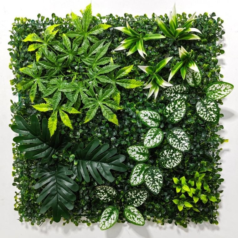M-G1016 mixed artificial plant wall panel (mixed green foliage)