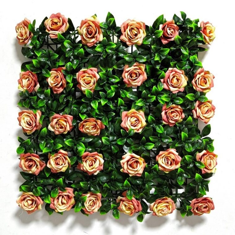 M-G1036 mixed artificial plant wall panel (rose-pink flower panel)