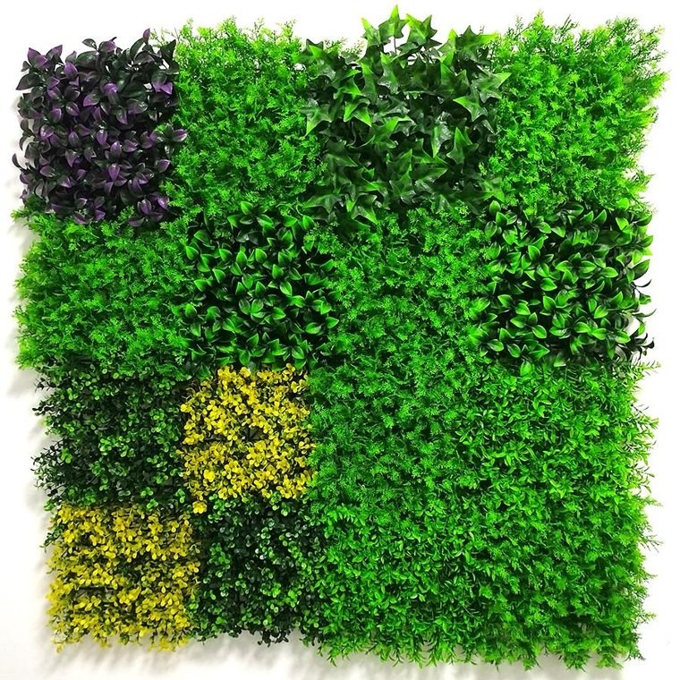 M-G2039 mixed artificial plant wall panel (yellow, purple and green mix)