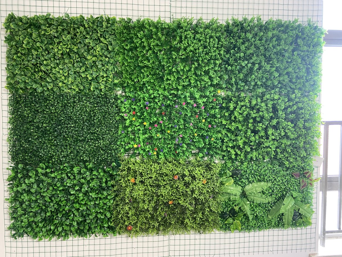 Finished artificial plant wall panel ready for installation